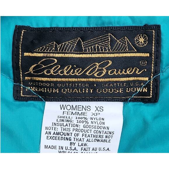 Eddie Bauer Goose Down Vest Women's XS Green Full Zip Lightweight 70s-80s VTG - Picture 6 of 6